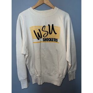 Vintage Velva Sheen WSU Shockers Wichita State Sweatshirt XL Cream Made in USA